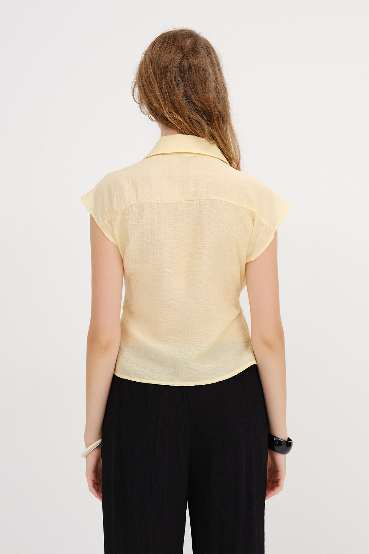 Light-Yellow_Sleeveless-Tie-Front-Shirt-addax