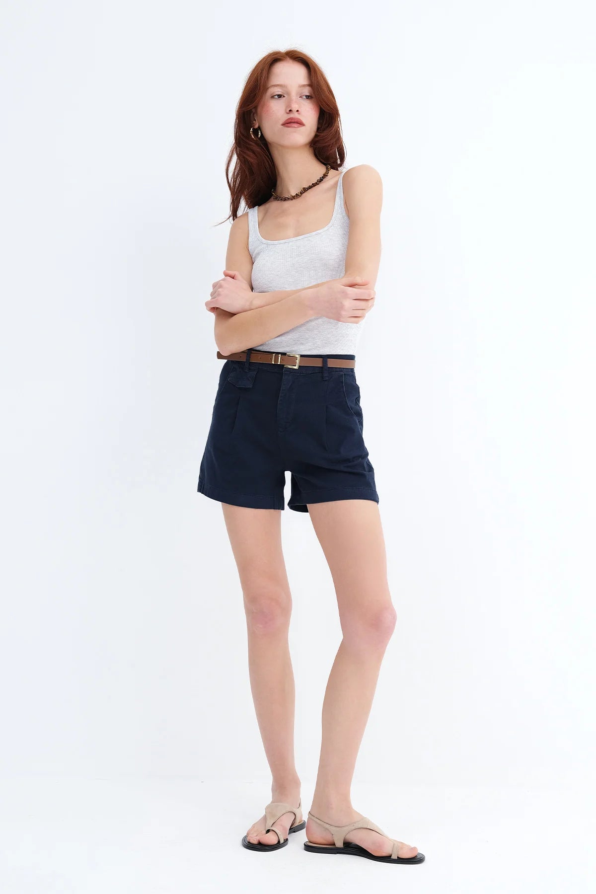 Night-Blue_Pocket-Belted-Shorts-addax