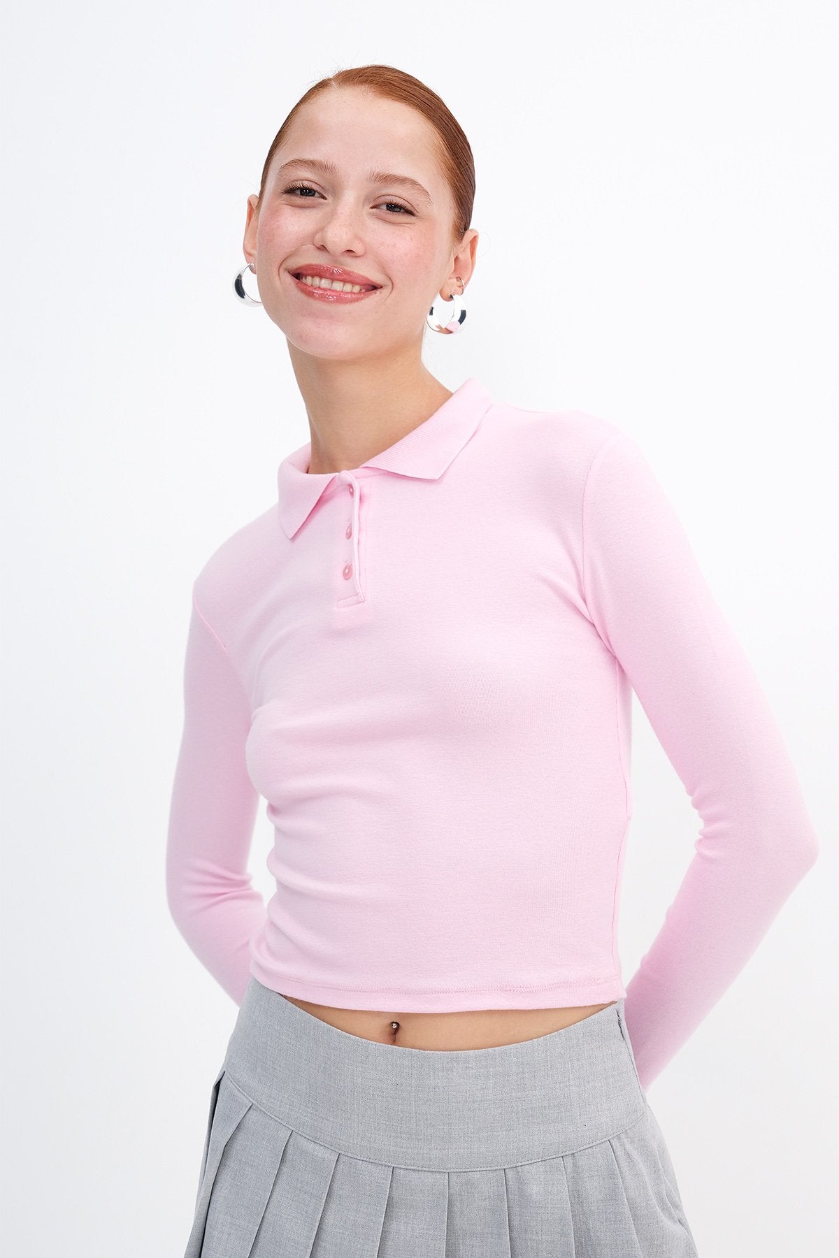 Pink_Polo-Neck-Long-Sleeve-Modal-T-shirt-addax