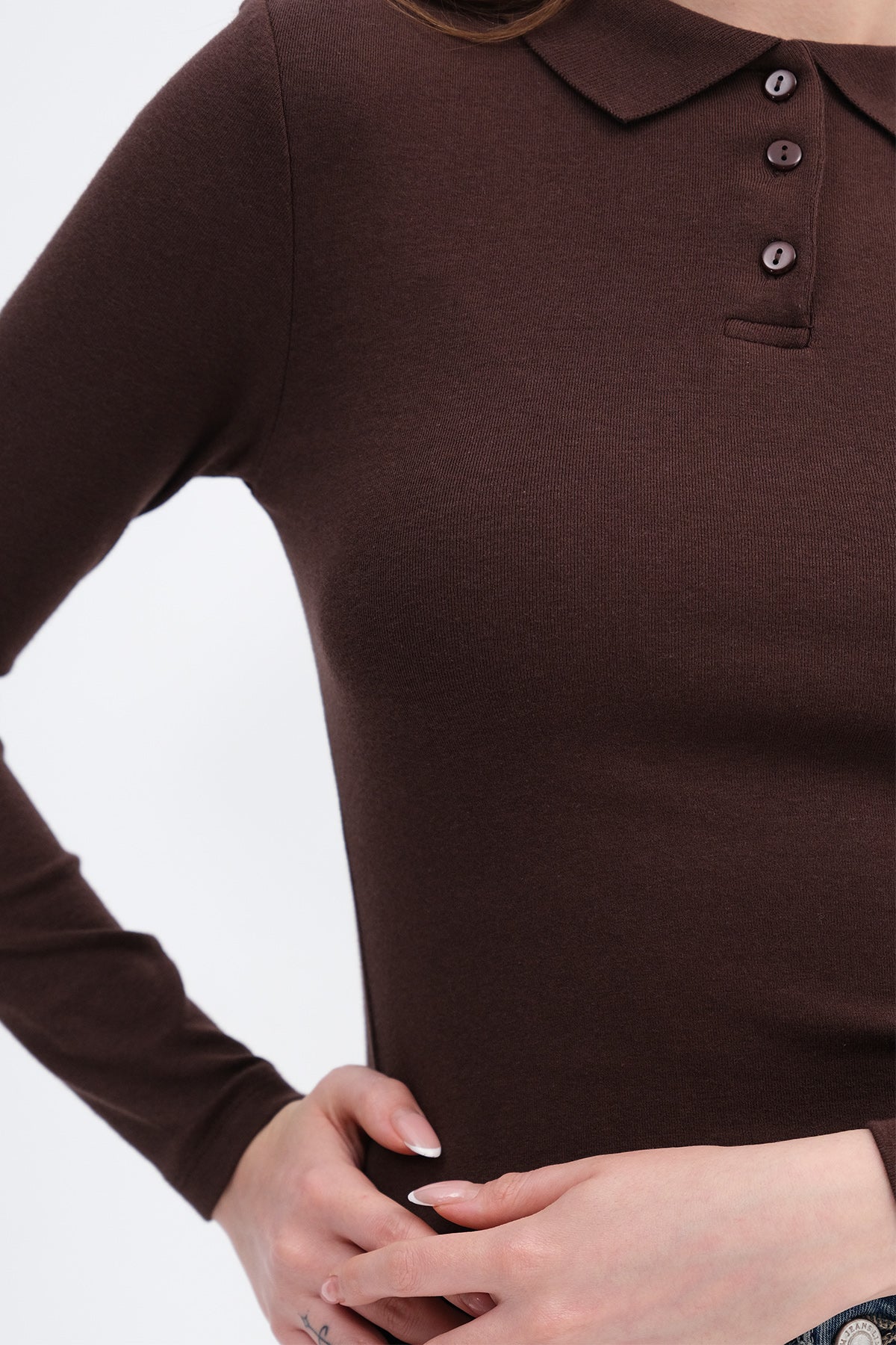 Brown_Polo-Neck-Long-Sleeve-Modal-T-shirt-addax