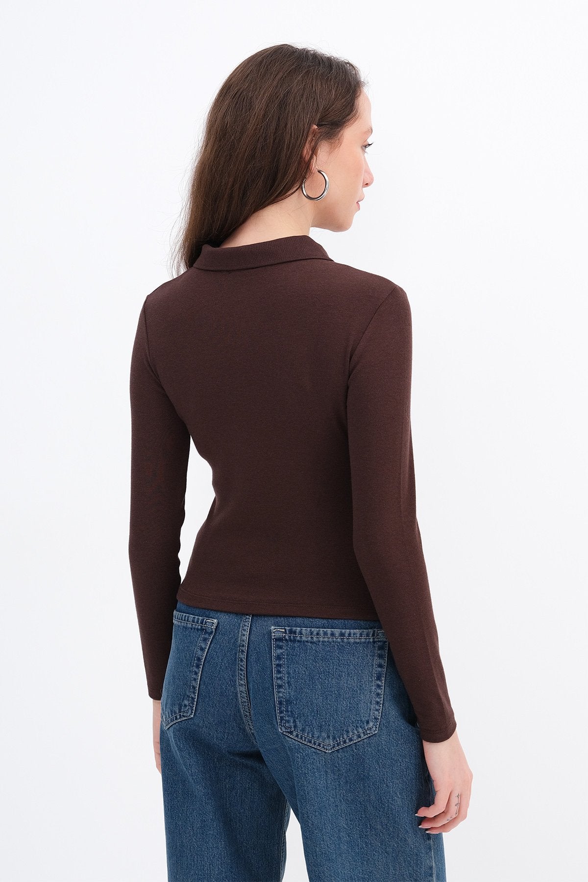 Brown_Polo-Neck-Long-Sleeve-Modal-T-shirt-addax