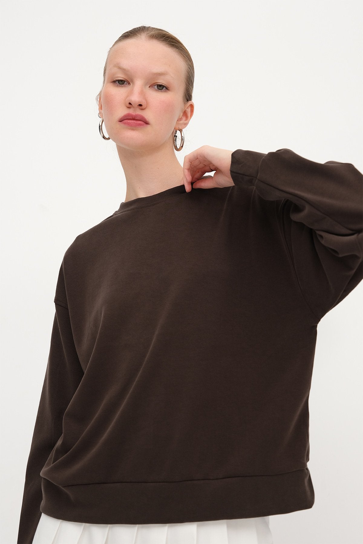 Brown_Crew-Neck-Modal-Sweatshirt-addax