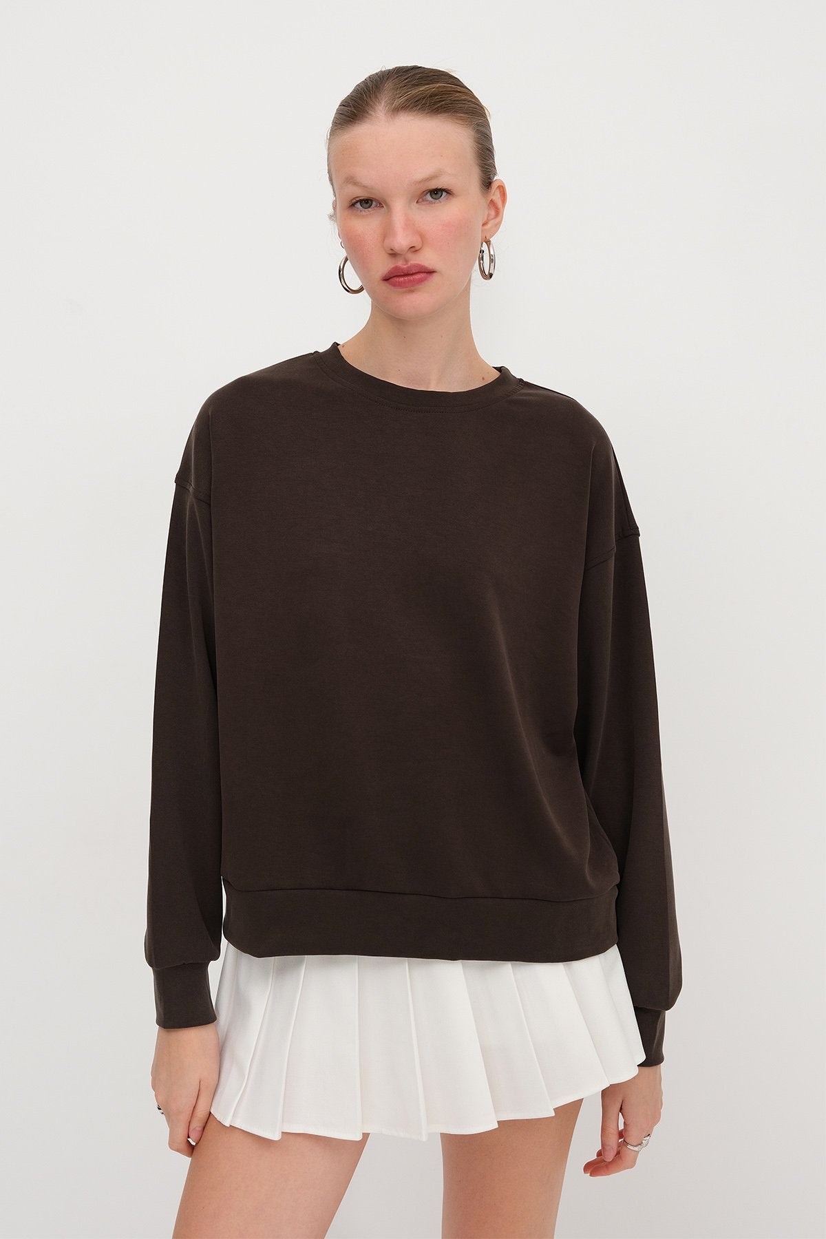 Brown_Crew-Neck-Modal-Sweatshirt-addax