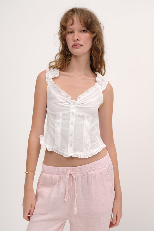 White_Linen‑Blend-Button‑Up-Blouse-addax