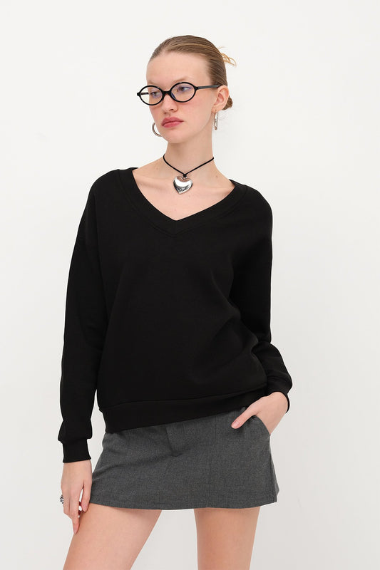 Black_V-Neck-Fleece-Lined-Sweatshirt-addax