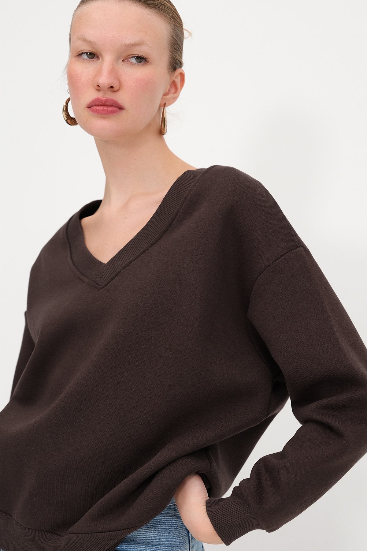 Bitter-Coffee_V-Neck-Fleece-Lined-Sweatshirt-addax