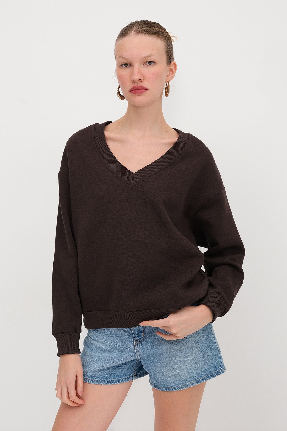 Bitter-Coffee_V-Neck-Fleece-Lined-Sweatshirt-addax