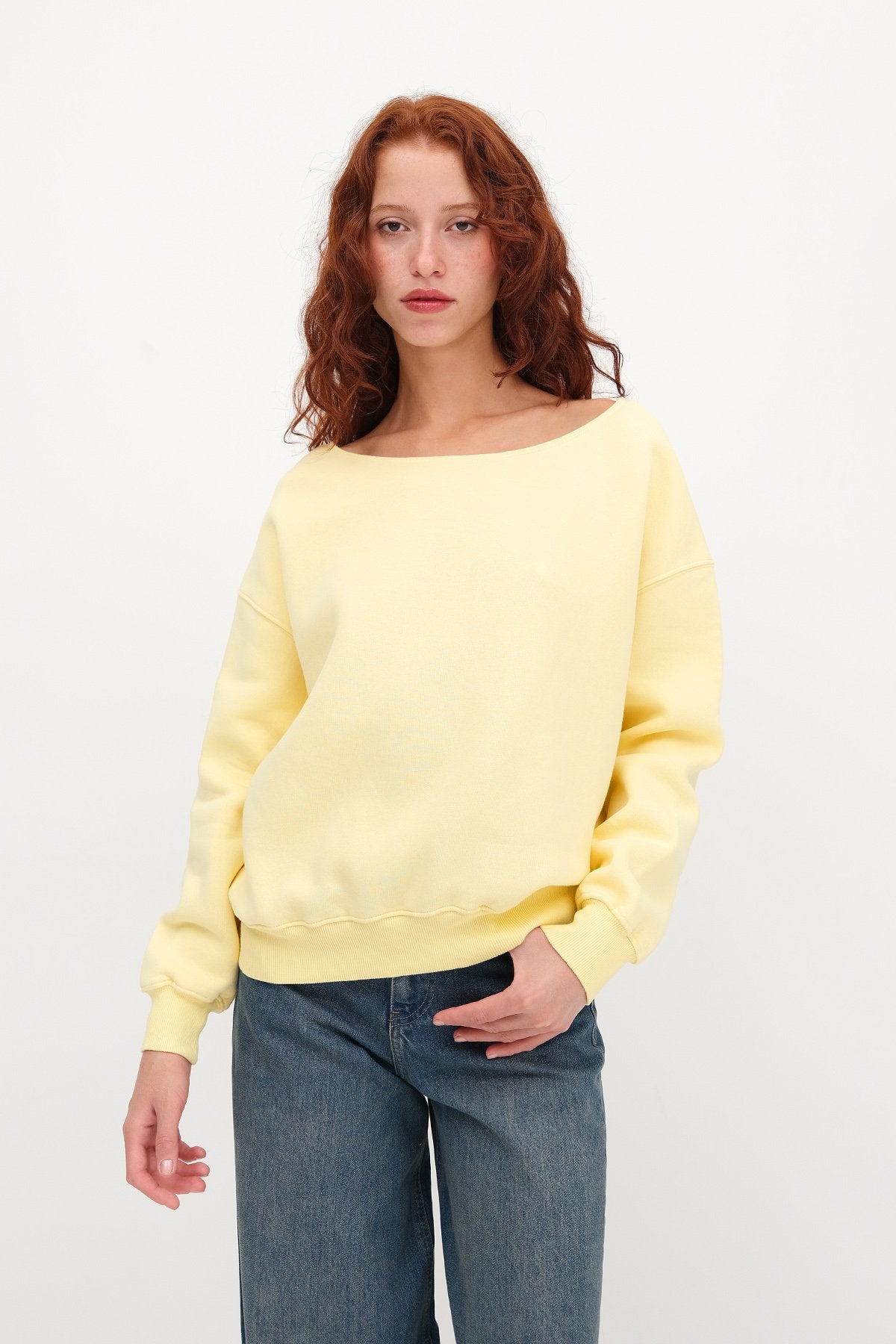 Light-Yellow_Boat-Neck-Fleece-Lined-Sweatshirt-addax