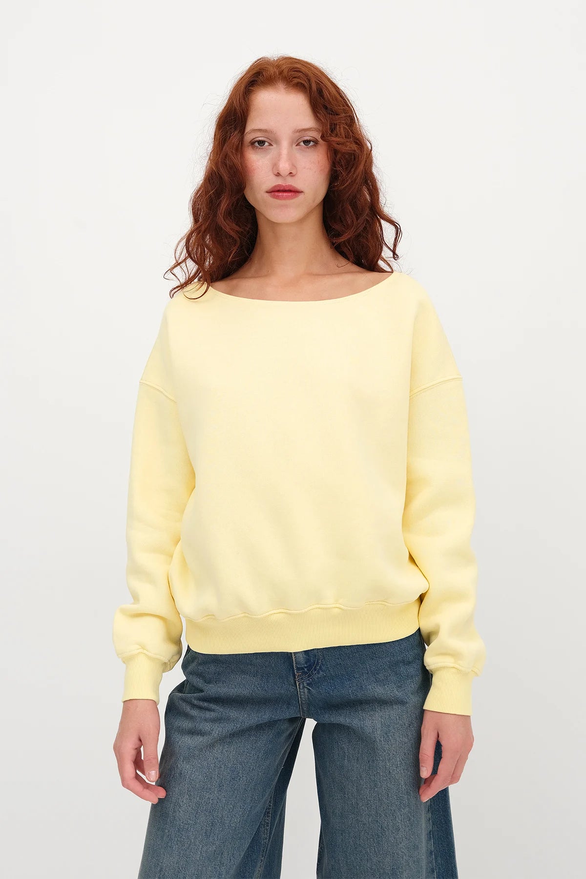Light-Yellow_Boat-Neck-Fleece-Lined-Sweatshirt-addax