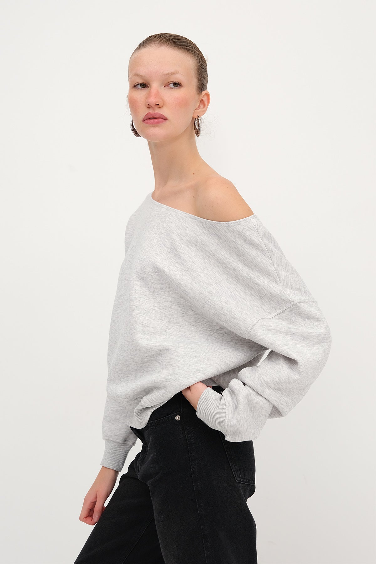 Snow-Melange_Boat-Neck-Fleece-Lined-Sweatshirt-addax