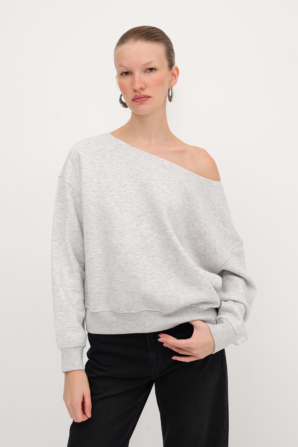 Snow-Melange_Boat-Neck-Fleece-Lined-Sweatshirt-addax