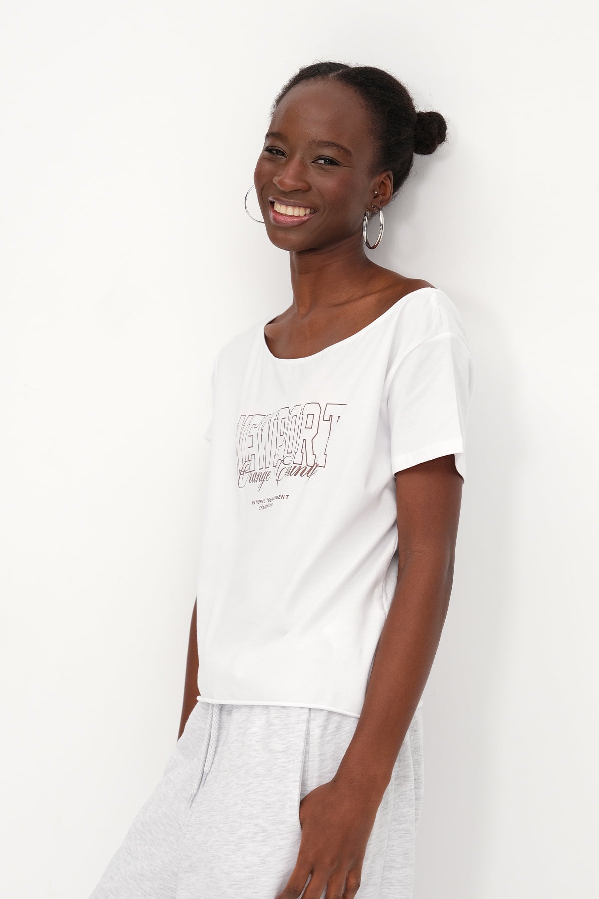 Boat Neck Printed T-Shirt