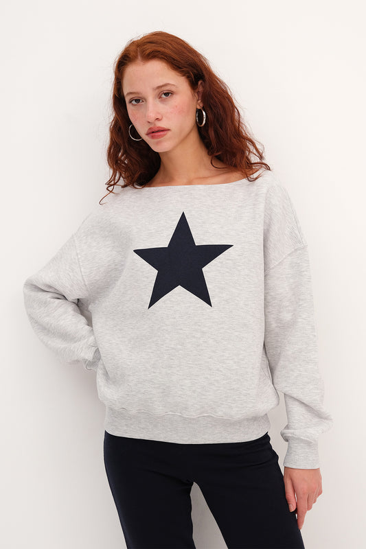 Snow-Melange_Star-Printed-Fleece-Lined-Sweatshirt-addax