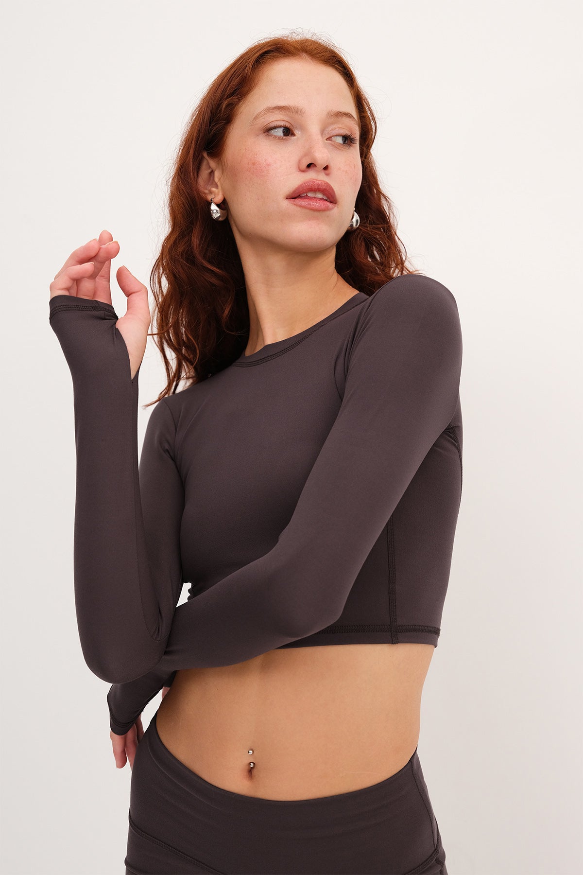 Soft-Brown_Crew-Neck-Soft-Fabric-Blouse-addax