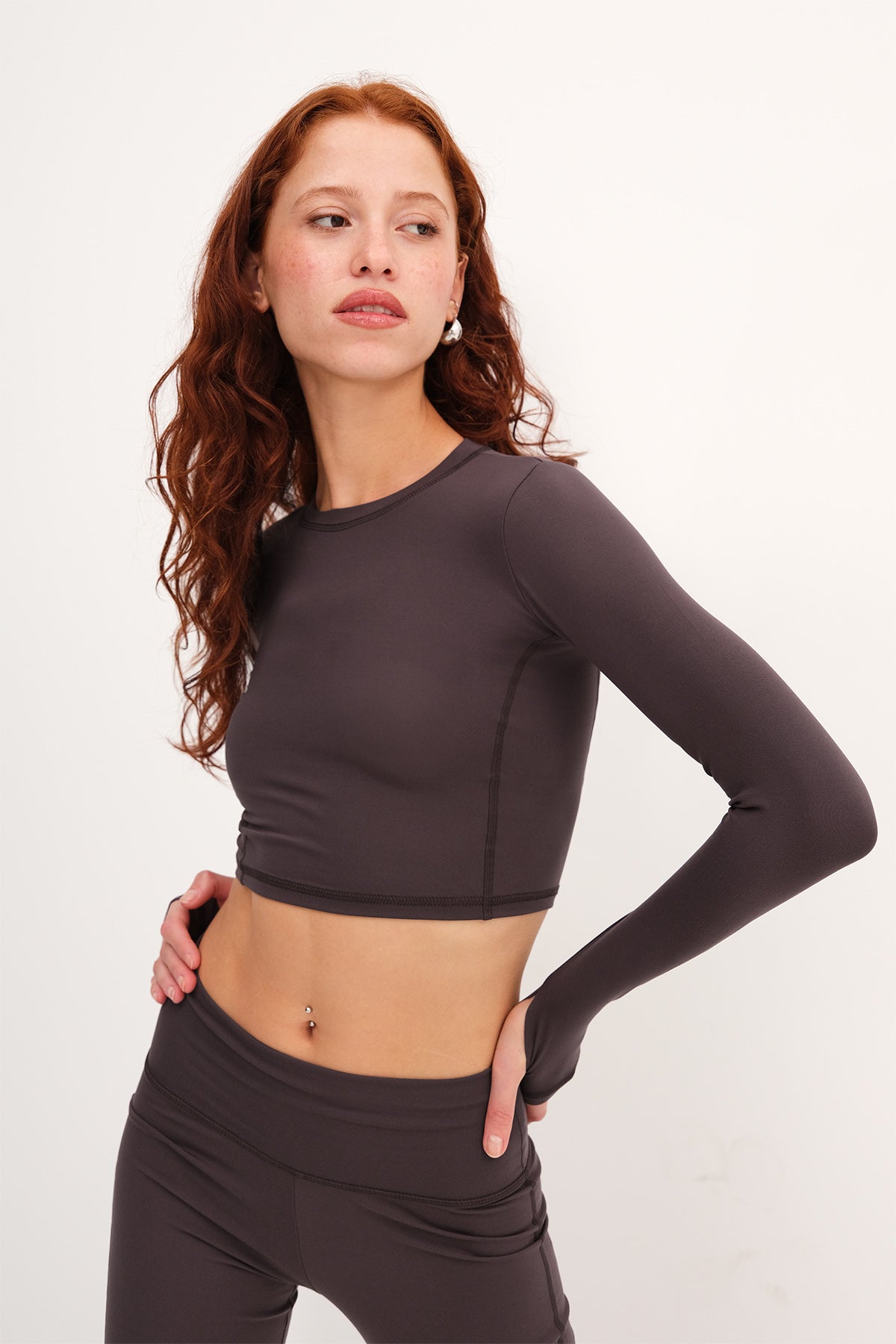 Soft-Brown_Crew-Neck-Soft-Fabric-Blouse-addax