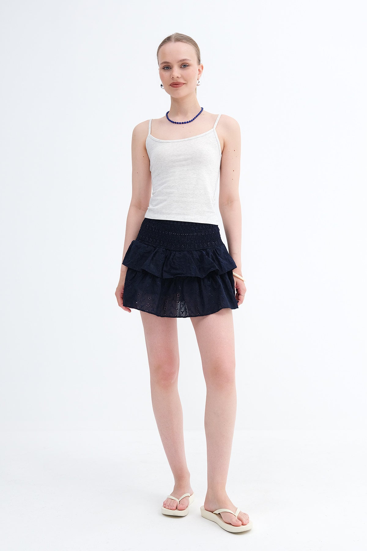 Dark-Night-Blue_Gipel-Scalloped-Short-Skirt-addax