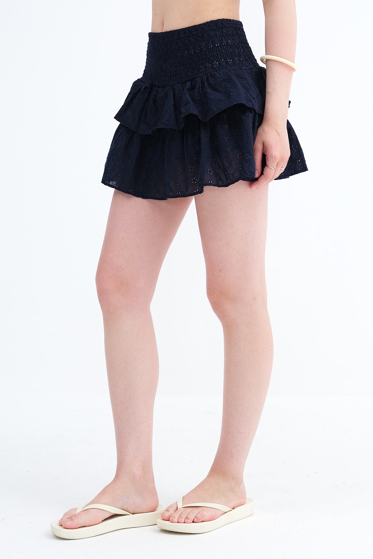 Dark-Night-Blue_Gipel-Scalloped-Short-Skirt-addax