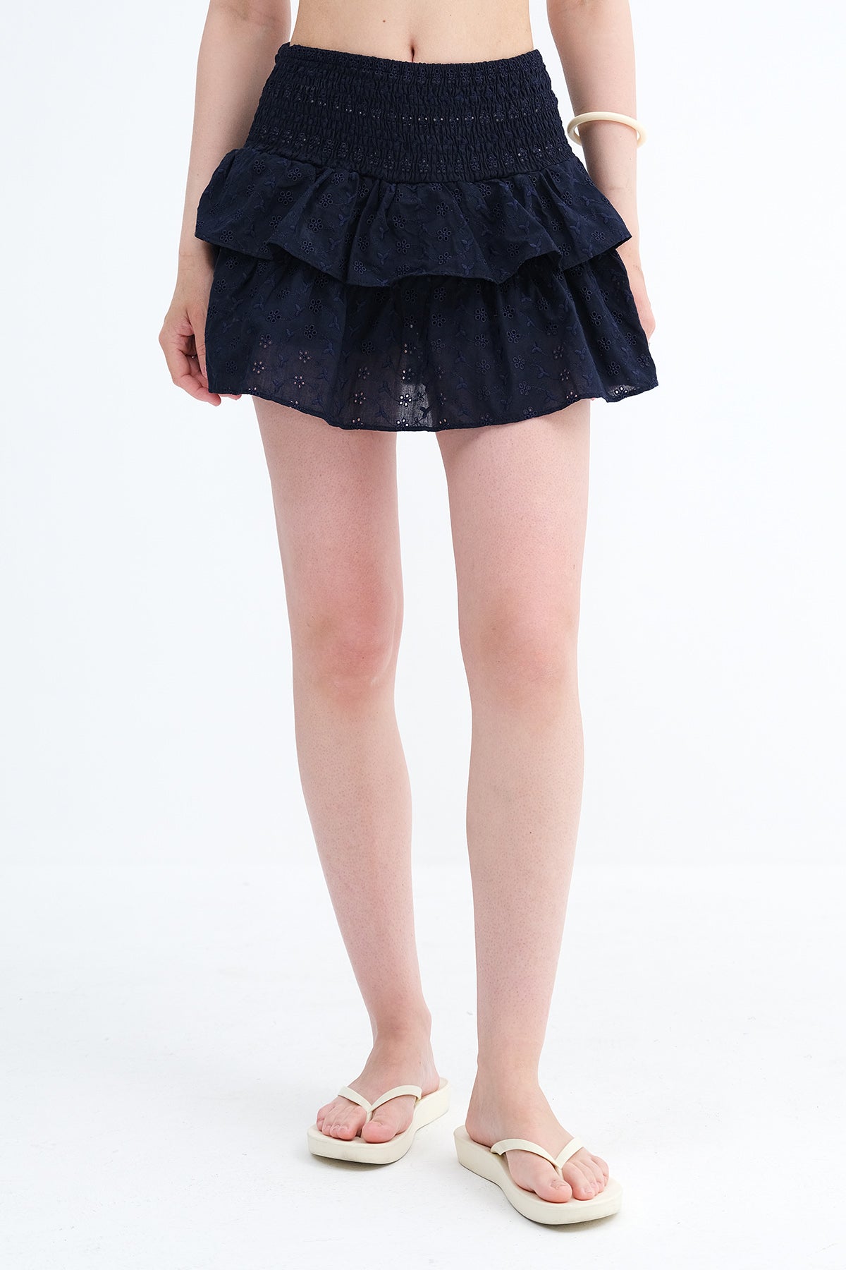Dark-Night-Blue_Gipel-Scalloped-Short-Skirt-addax