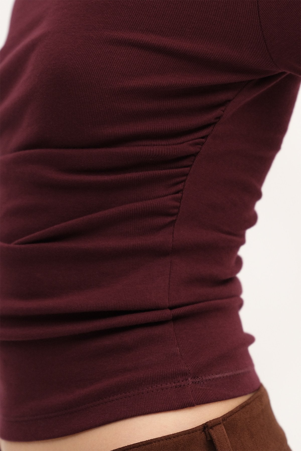 Dark-Maroon_Long-Sleeve-Side-Ruched-Blouse-addax