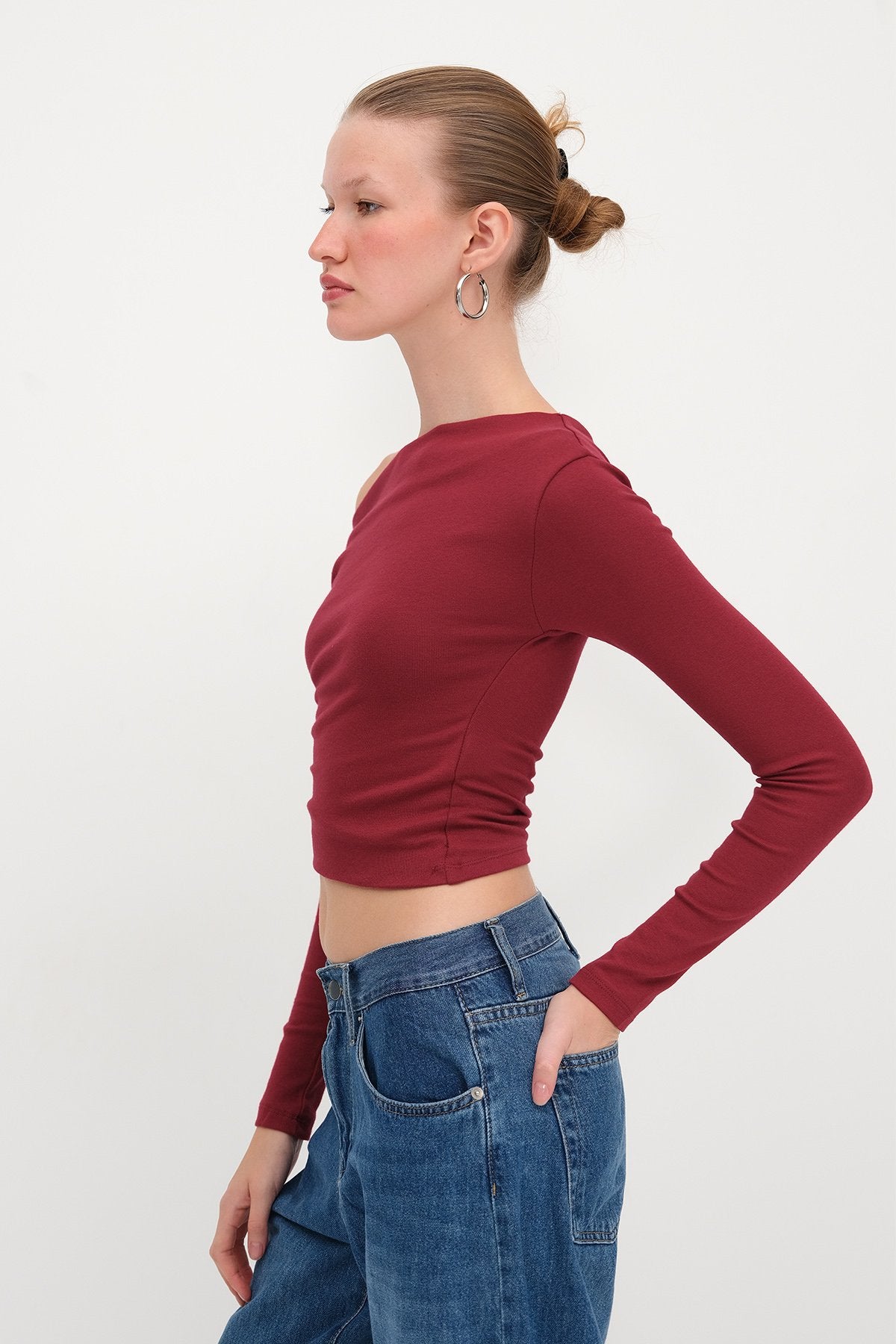 Burgundy_Boat-Neck-Modal-Blouse-addax