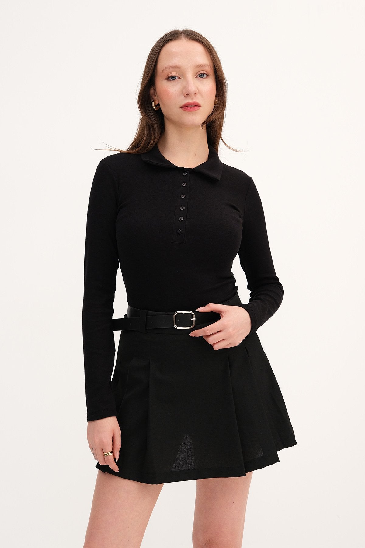 Buttoned Polo Blouse