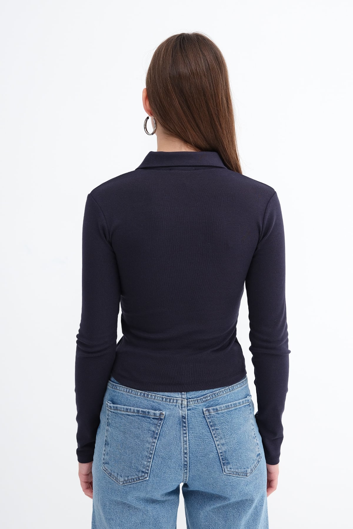Dark-Night-Blue_Buttoned-Polo-Blouse-addax