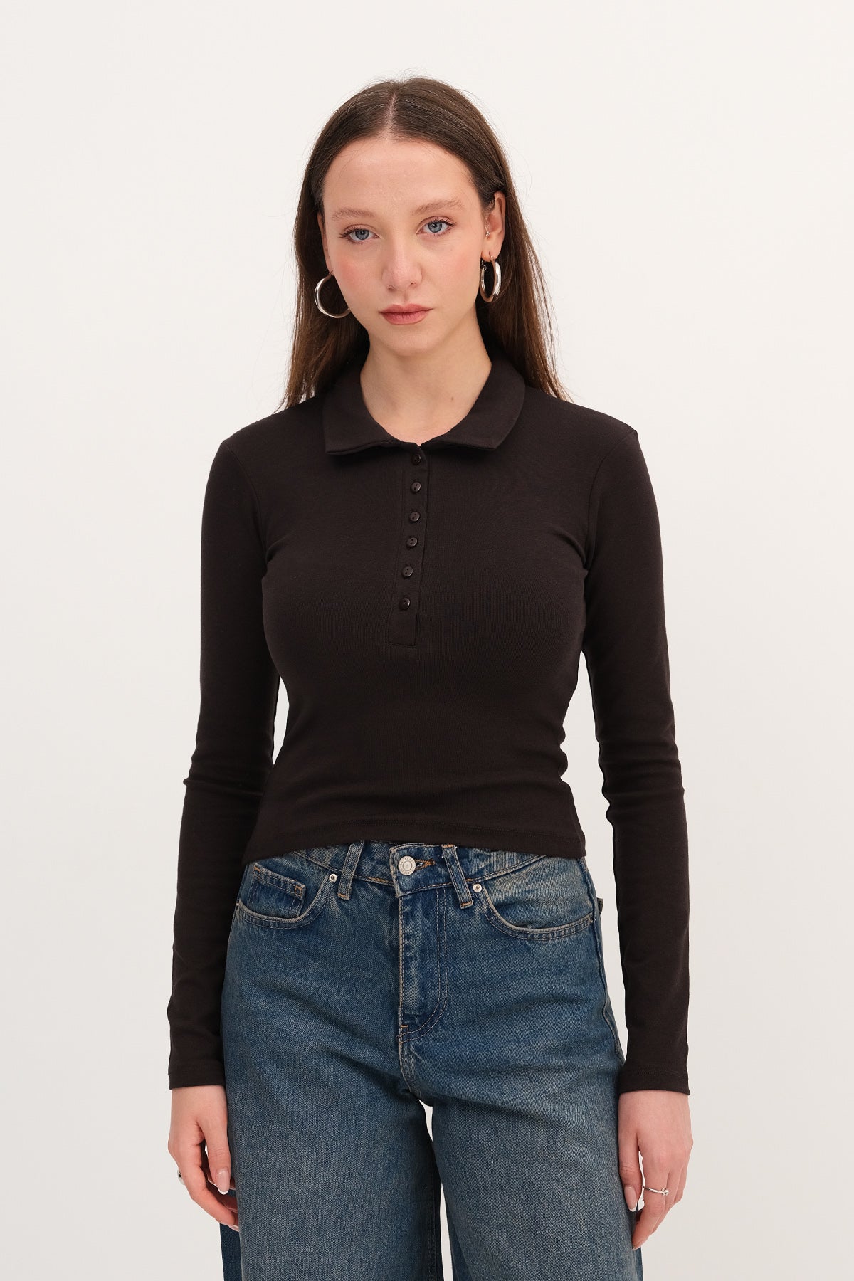 Bitter-Coffee_Buttoned-Polo-Blouse-addax