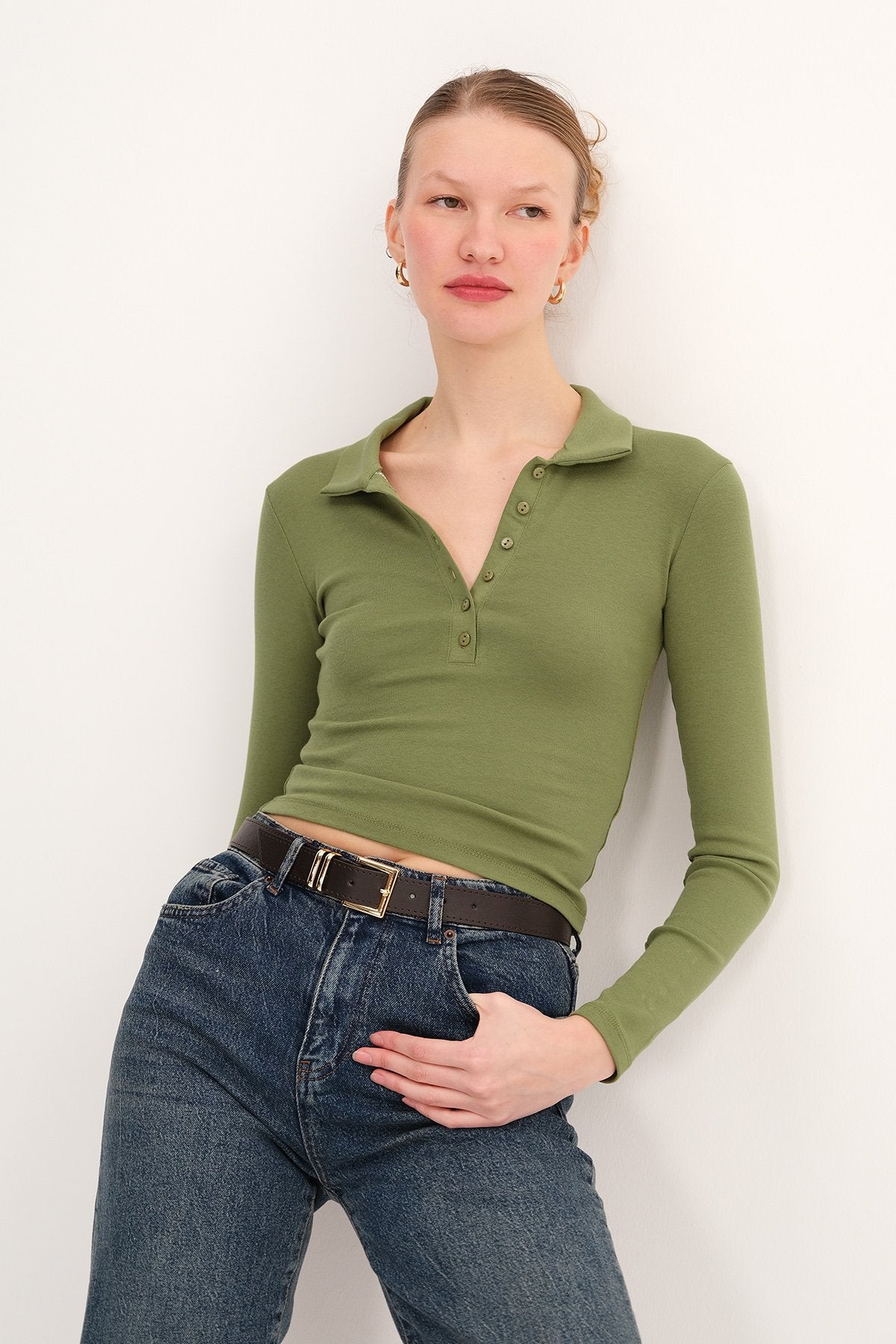 Matcha_Buttoned-Polo-Blouse-addax