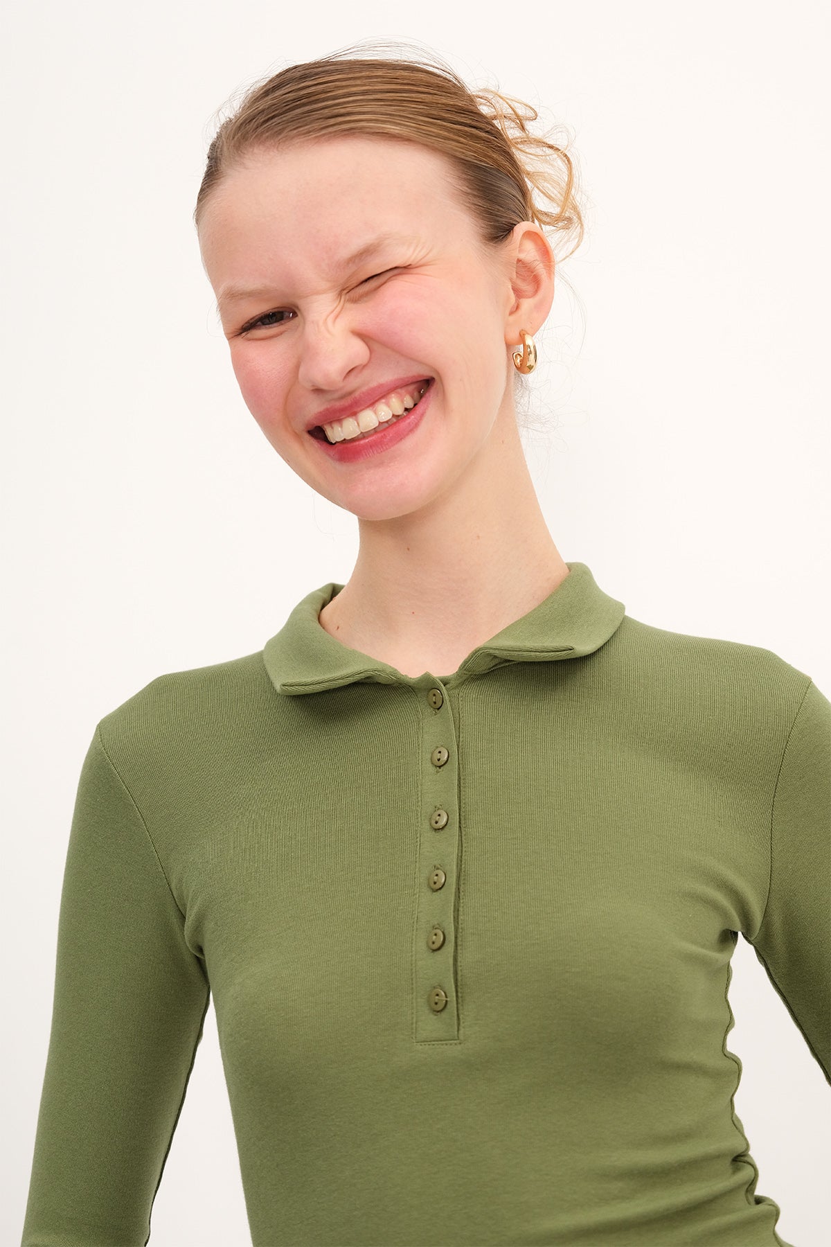 Buttoned Polo Blouse