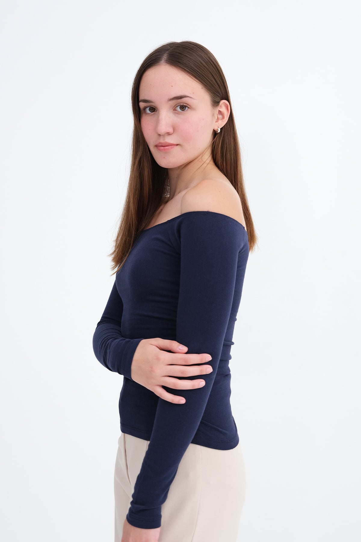 Dark-Night-Blue_Boat-Neck-Ruched-Blouse-addax