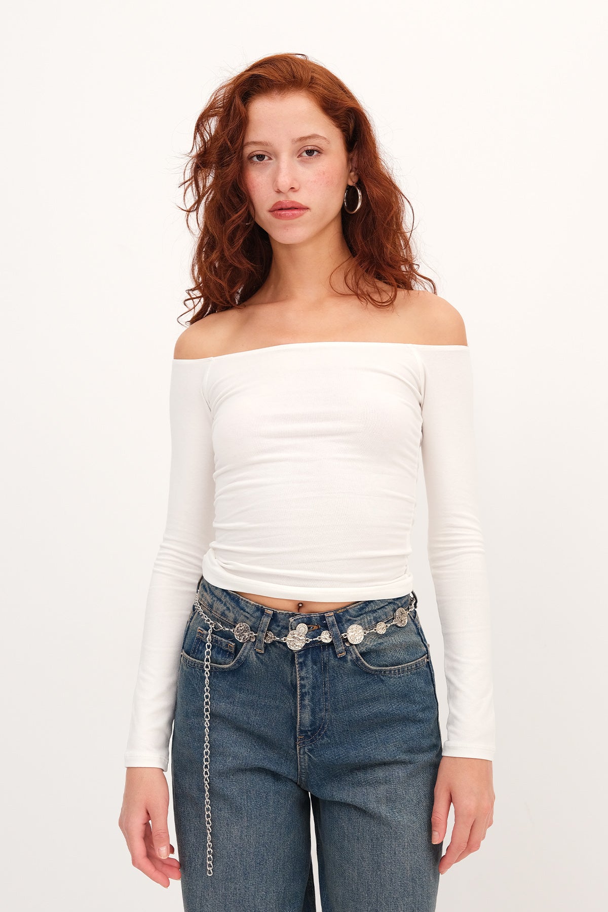 Ecru_Boat-Neck-Ruched-Blouse-addax