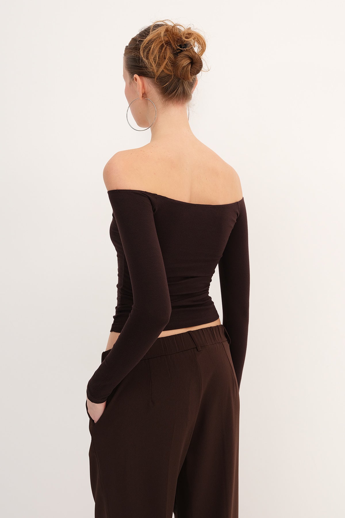 Bitter-Coffee_Boat-Neck-Ruched-Blouse-addax