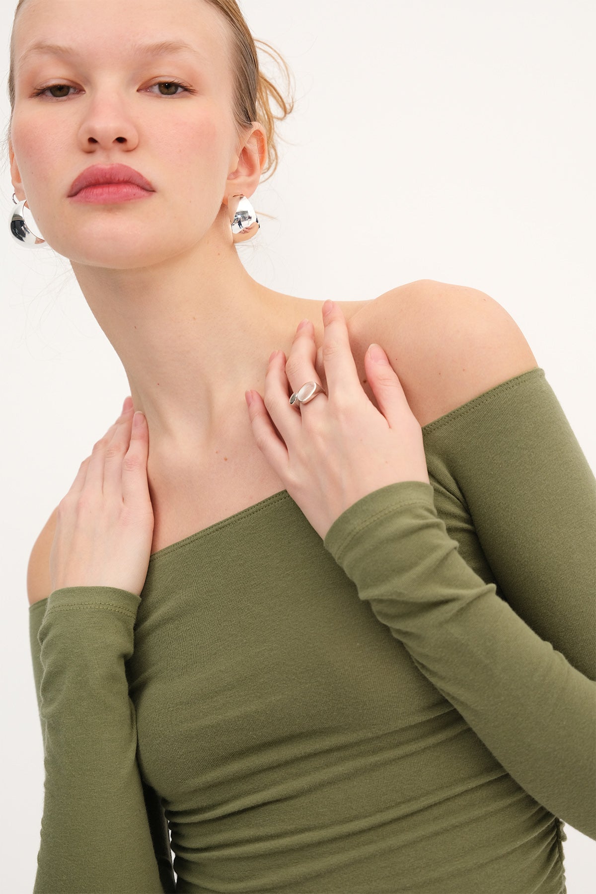 Matcha_Boat-Neck-Ruched-Blouse-addax