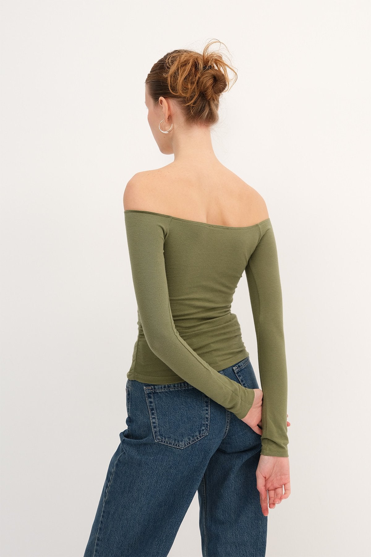 Matcha_Boat-Neck-Ruched-Blouse-addax