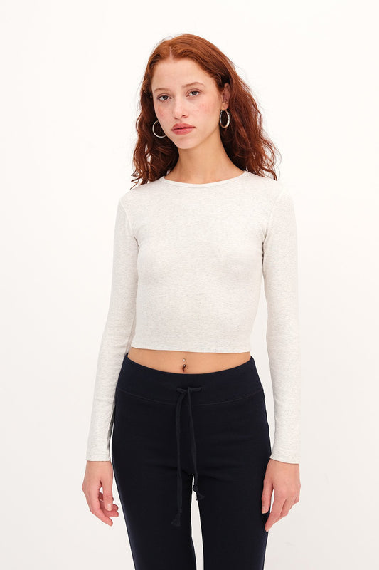 Snow-Melange_Long-Sleeve-Basic-Blouse-addax