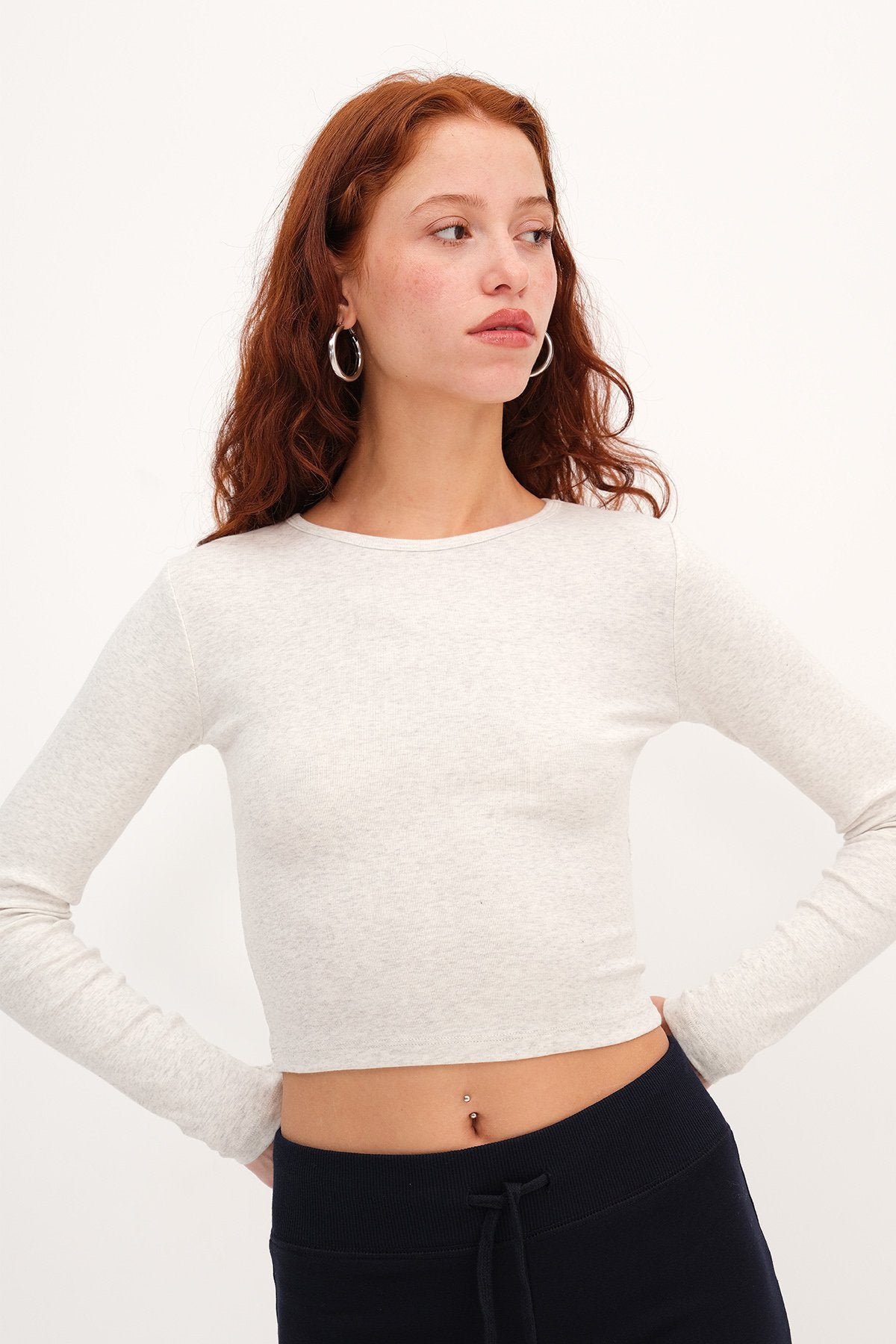 Snow-Melange_Long-Sleeve-Basic-Blouse-addax