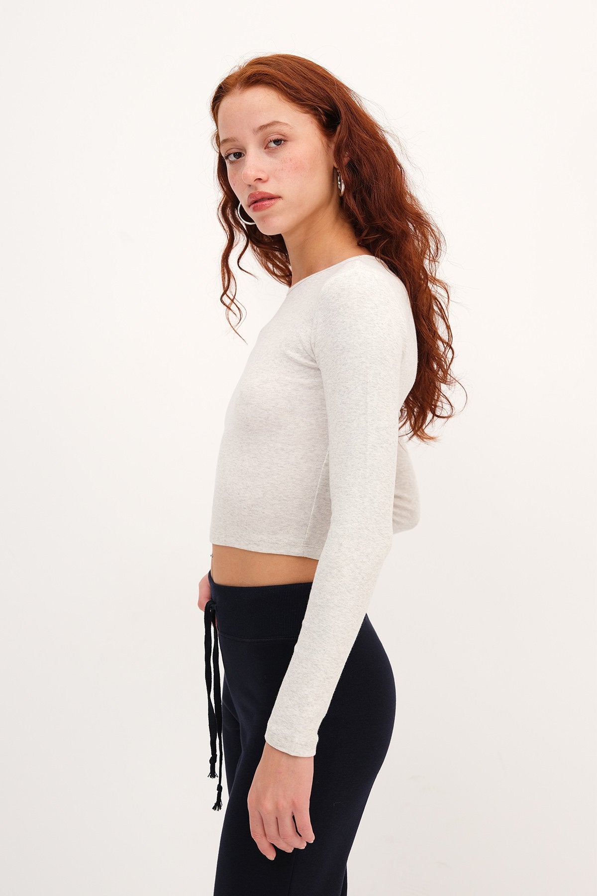 Snow-Melange_Long-Sleeve-Basic-Blouse-addax