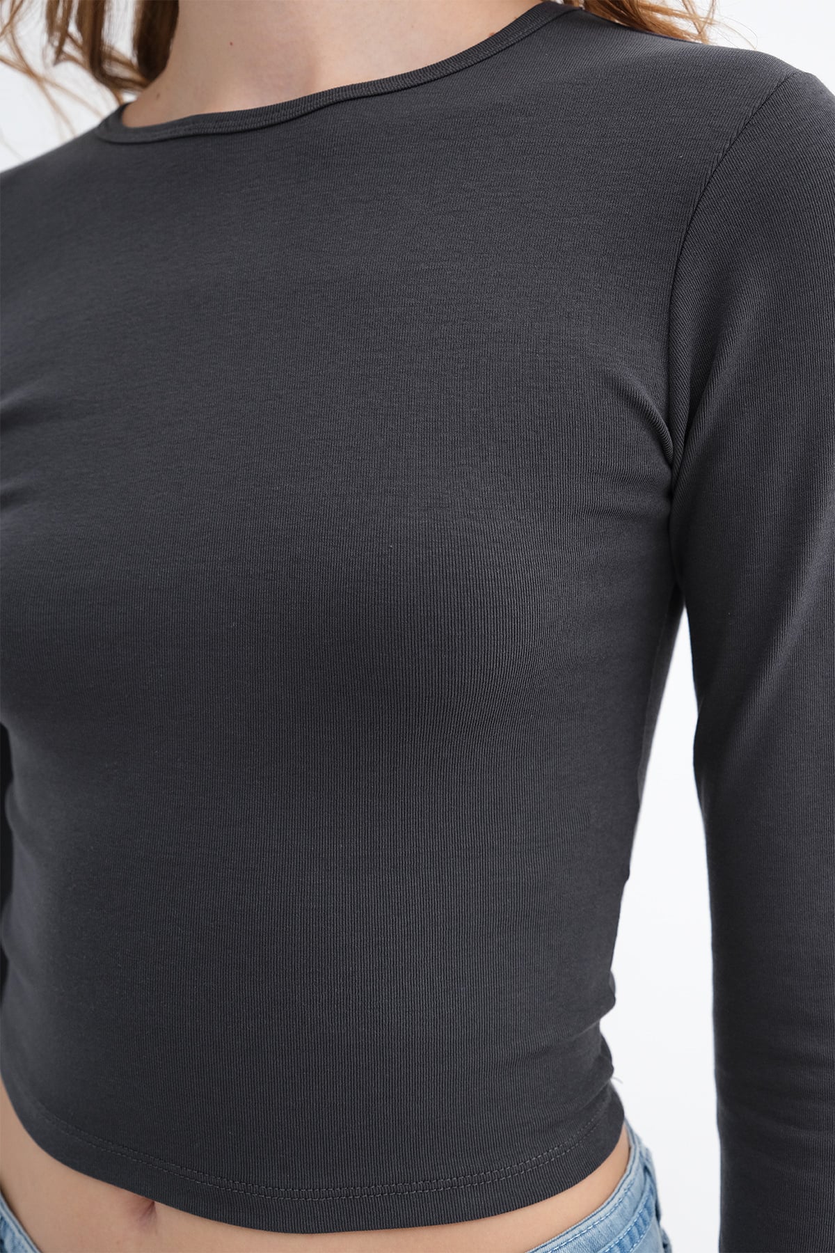 L.Charcoal_Uzun-Kollu-Basic-Bluz-B1845-addax