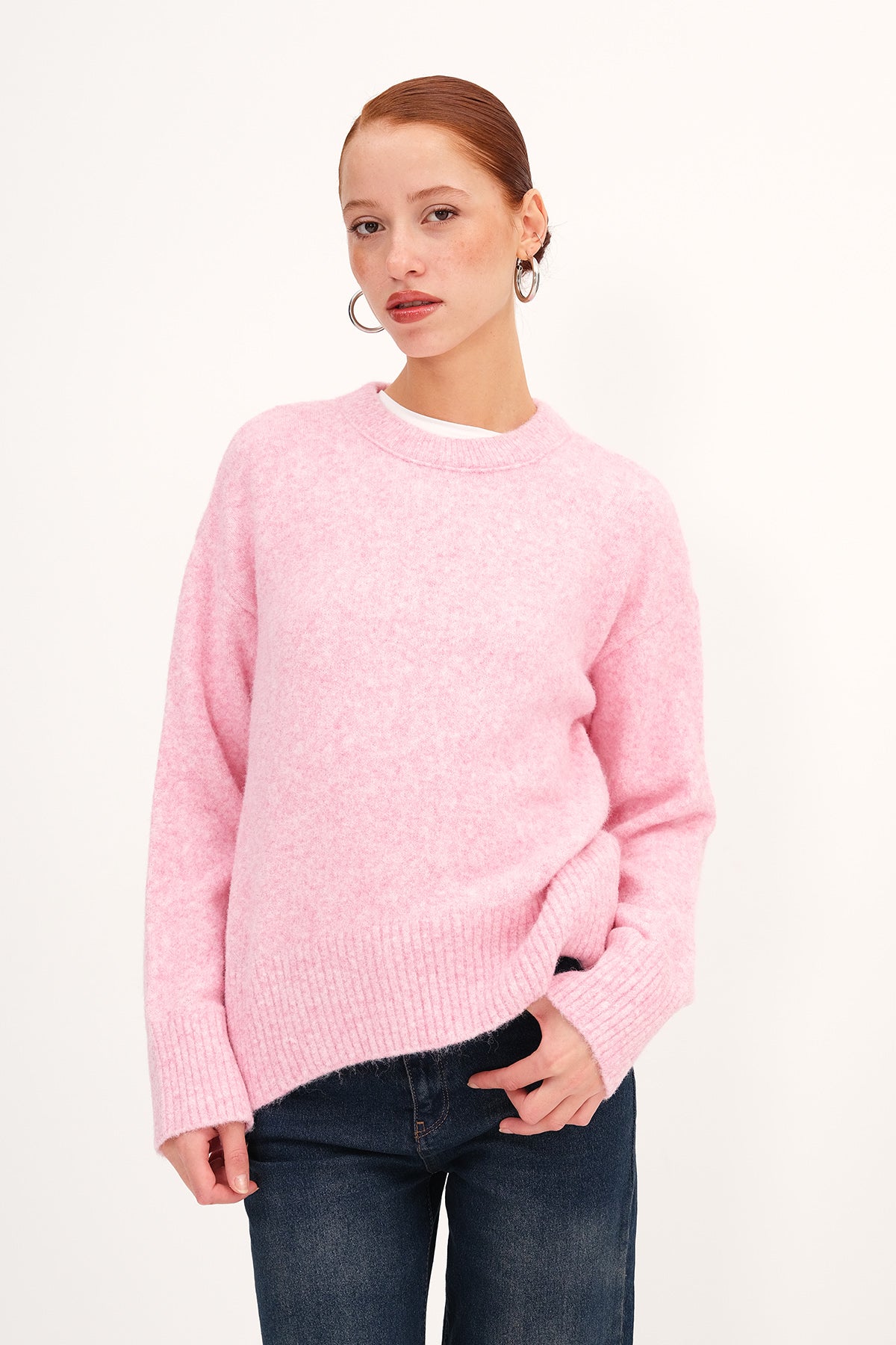 Pink_Crew-Neck-Knit-Sweater-addax