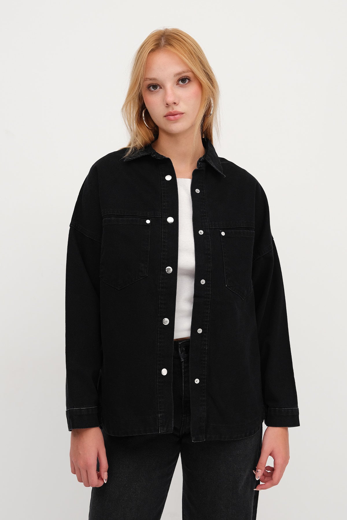 Snap-Button Denim Jacket