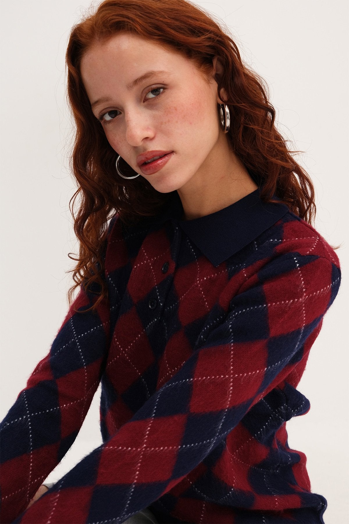 Night-Blue_Polo-Neck-Argyle-Knit- Sweater-addax