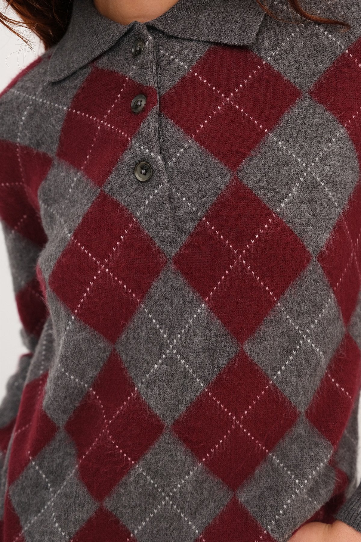 Lead-Grey_Polo-Neck-Argyle-Knit- Sweater-addax