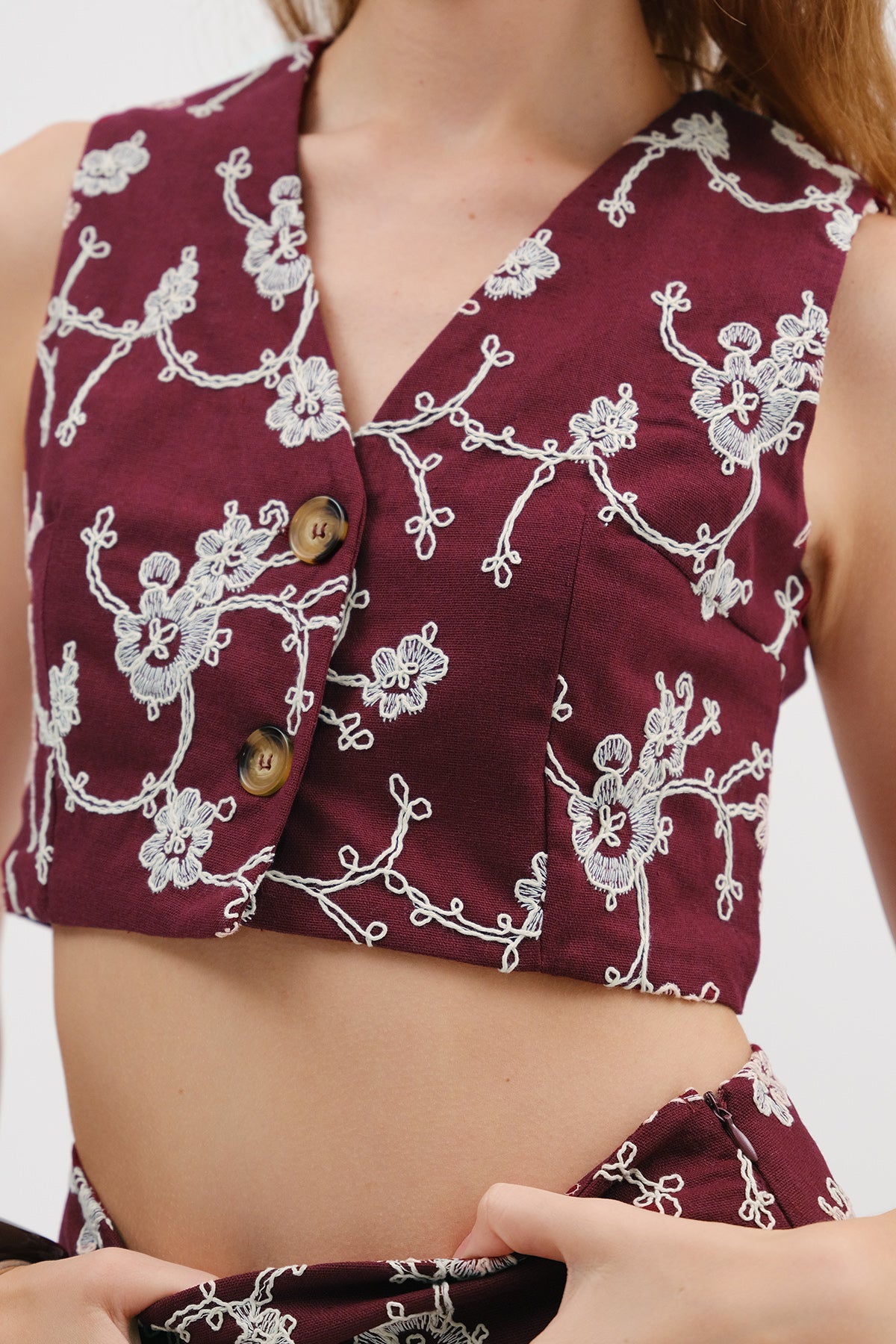 Burgundy_Embroidered-Vest-and-Shorts-Set-addax