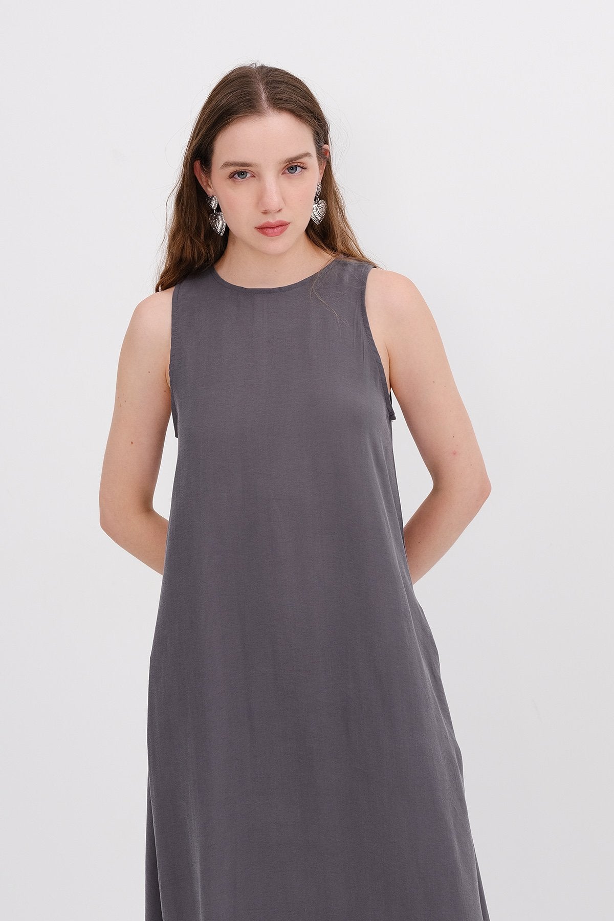 Lead-Grey_Crew-Neck-Long-Dress-addax