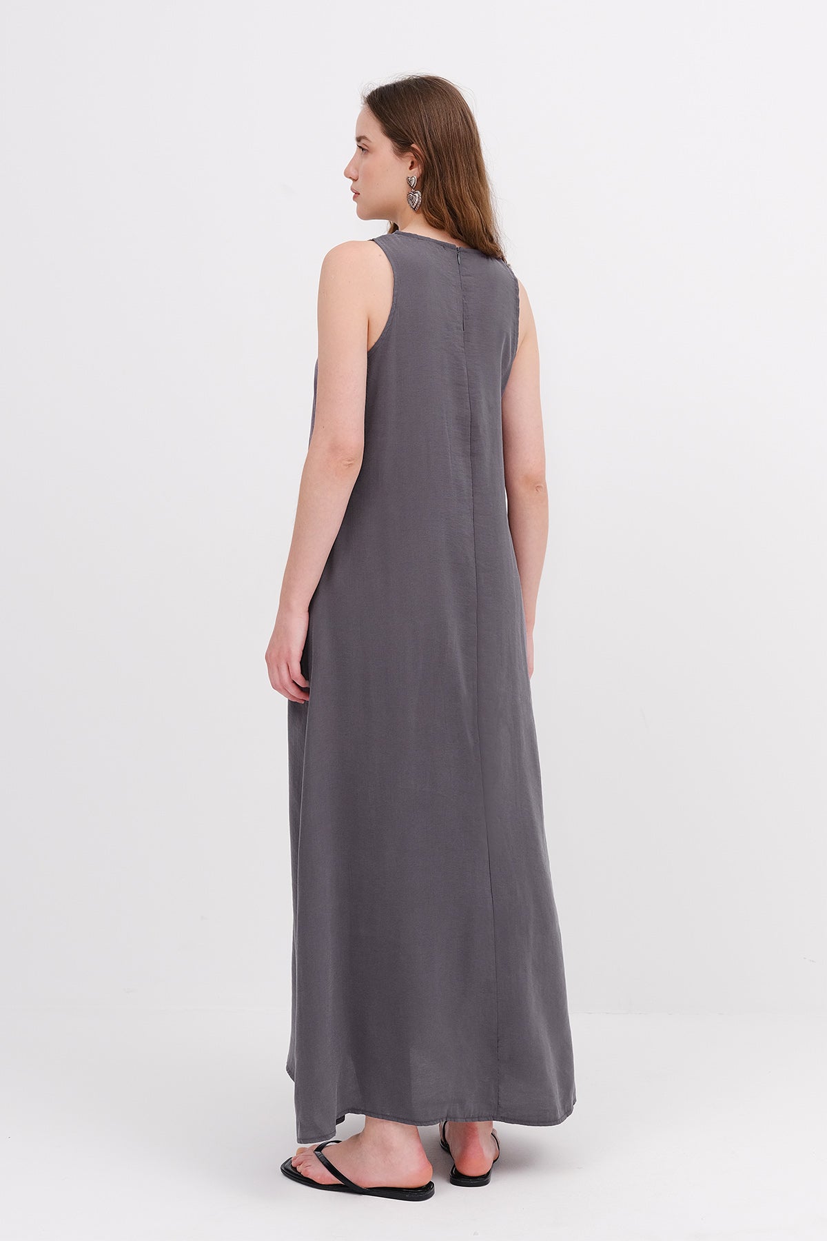 Lead-Grey_Crew-Neck-Long-Dress-addax