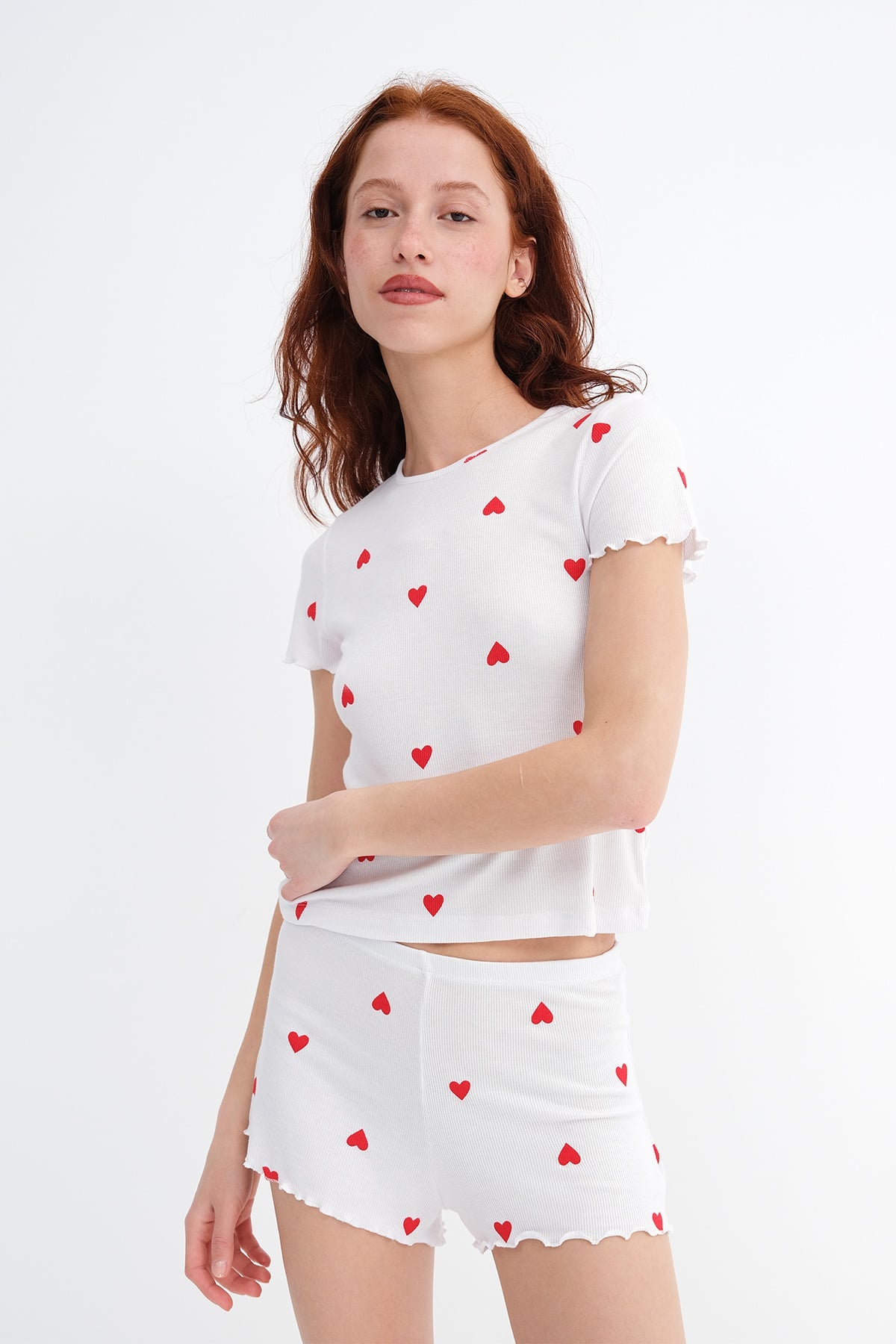 Patterned Pajama Set with Shorts