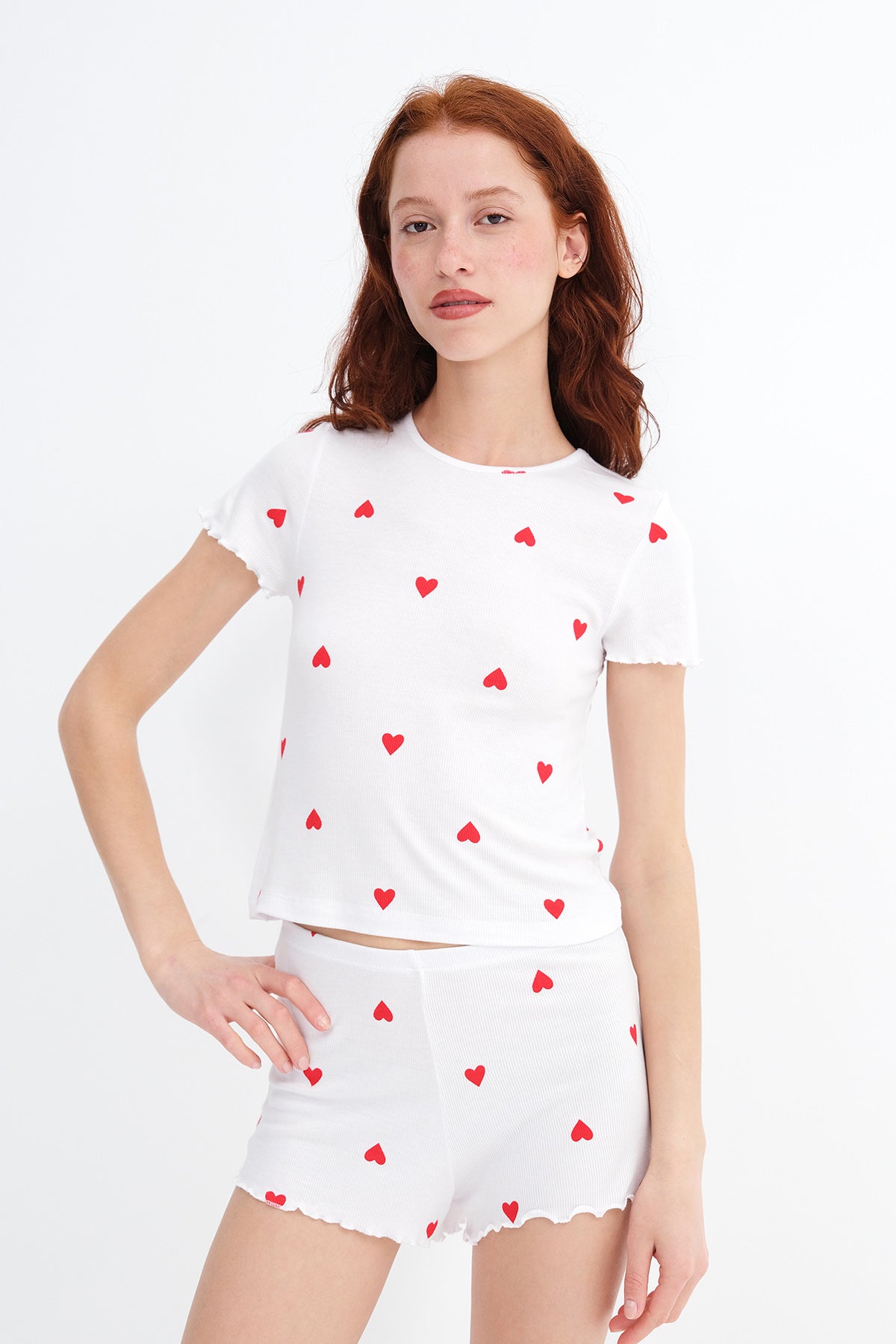 White_Patterned-Pajama-Set-with-Shorts-addax