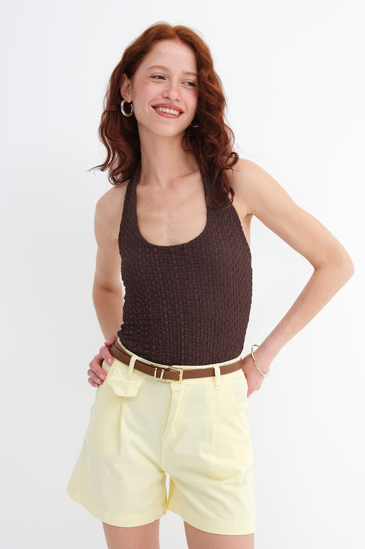 Brown_Halter-Neck-Textured-Blouse-addax