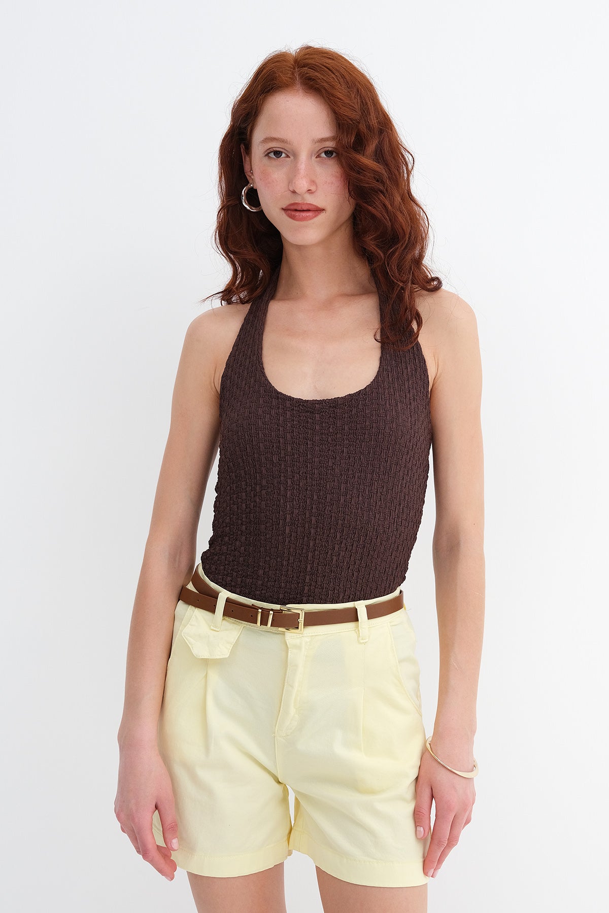 Brown_Halter-Neck-Textured-Blouse-addax