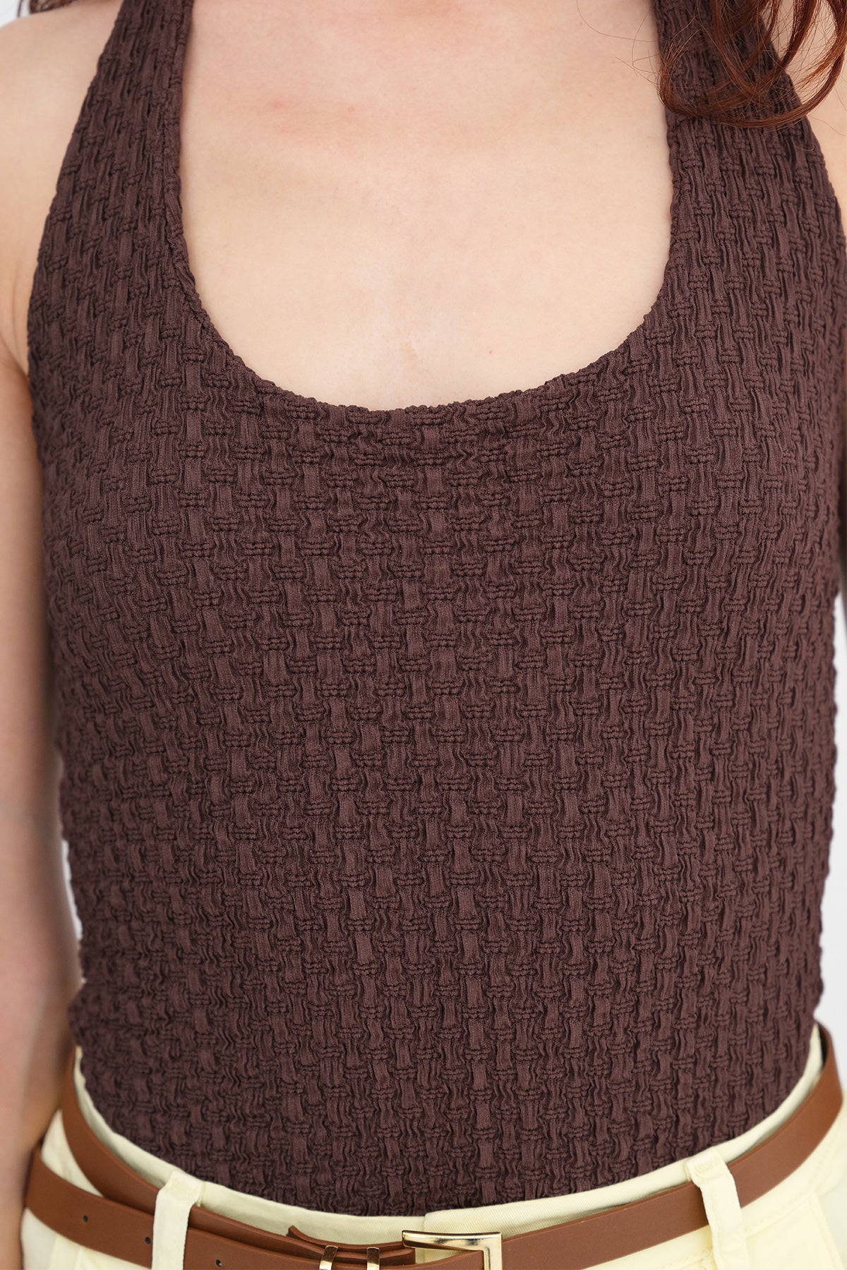 Brown_Halter-Neck-Textured-Blouse-addax